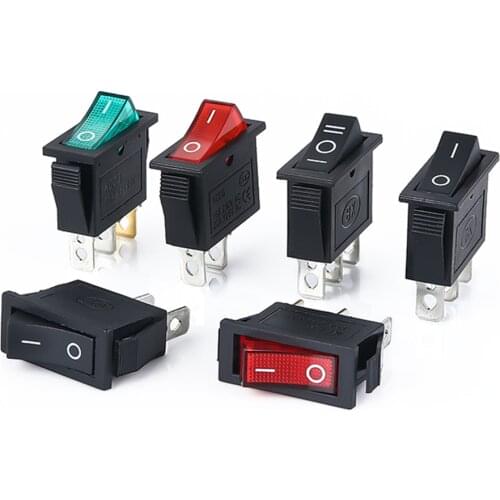 5PCS/Lot KCD3-101 Single Rocker Switch 2-3 PIN Gear Red Black Green 16A
