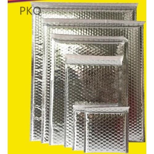 50pcs Large Sliver Aluminum Foil Wrap Metallic Bubble Mailer Bag Gift Bag Small Aluminum Foil Seals Bubble Envelope Gift Bag