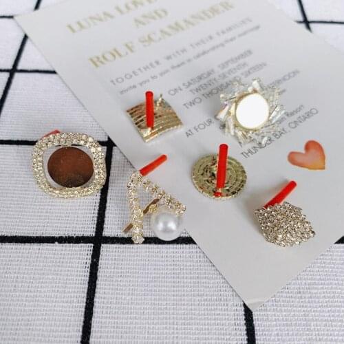 DIY jewelry accessories alloy zircon earrings earrings jewelry accessories materials
