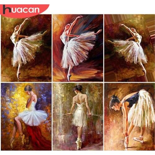 HUACAN DIY Diamond Painting Portrait Girl Ballet Diamond Embroidery Dancer Full Square Mosaic Rhinestone Cross Stitch Home Decor