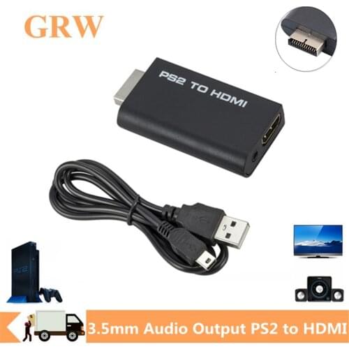 Grwideou PS2 to HDMI 480i/480p/576i Audio Video Converter with 3.5mm Audio Output Supports All PS2 Display Modes PS2 TO HDMI