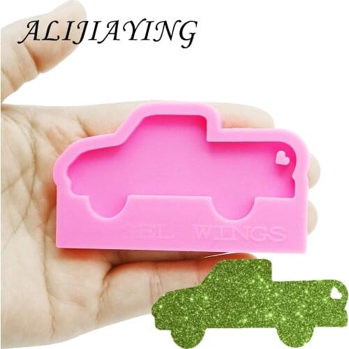 Shiny keychain Truck and tree mold key ring decoration car silicone mold for DIY epoxy resin DY0148