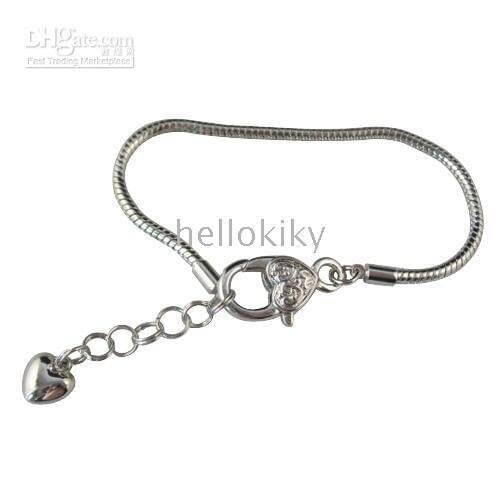 50 PCS Silver Color Plated BIG CLASP BRACELETS WITH CHAINS BRACELETS W/EXTENTION CHAIN