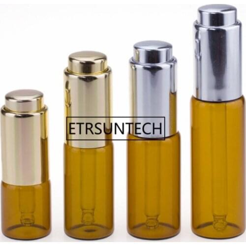 5ml 10ml 15ml 20ml amber glass dropper bottle with Gold Press pump Glass Bottle,Can used for essential oils/serum/solution F1244