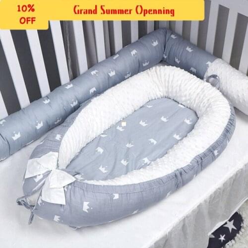 Cotton thickening infant bed in bed newborn baby bed shatter-resistant detachable washing solid color BY1040