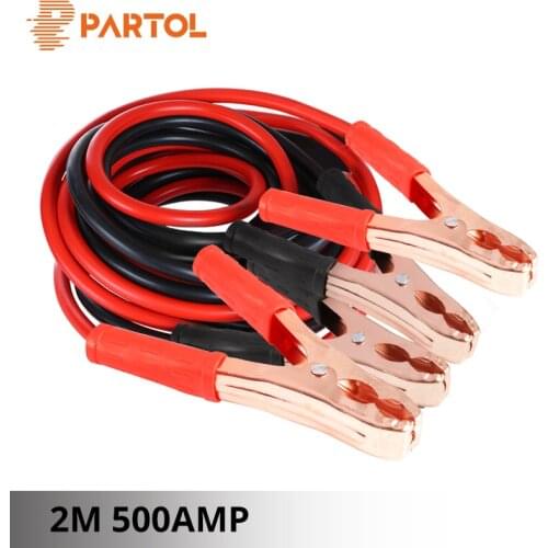 2M 500AMP Car Battery Jump Cable Booster Cable Emergency Jump Starter Leads for Van SUV Double-ended With Clamps Clips