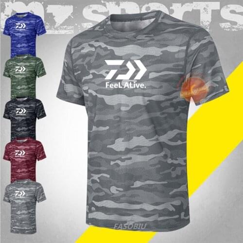Daiwa Clothes Camouflage Fishing T-shirt Mens Quick Dry Breathable Short Sleeve Fishing Shirt