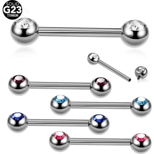 2Pcs Titanium Nipple Ring 14G Tongue Bar Labret Ring Tongue Earring Nipple Piercing Barbell Earring Body Jewelry