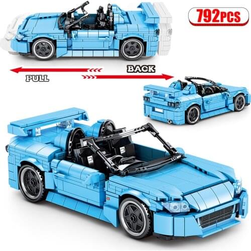 Creator Mechanical Pull Back Supercar MOC Racing Car Building Blocks City Technical Racer Sports Vehicle Bricks Toy For Children