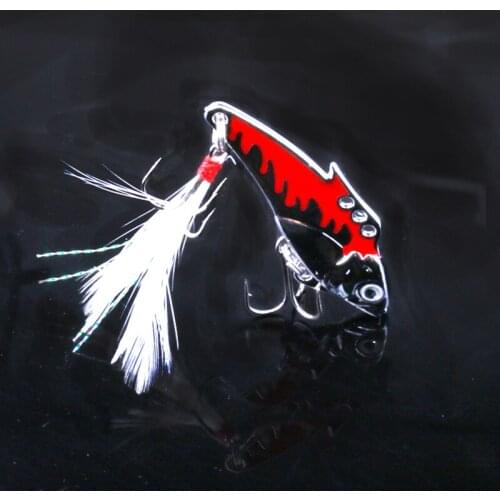 HENGJIA 10PCS Metal VIB Fishing Lures Bass Crankbaits Tackle 5.5CM/8.2G 6# hook With a feather Hard Vibration Bait Blade Lure