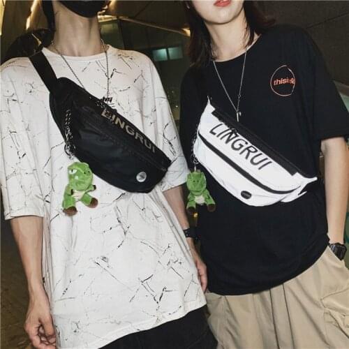 Fashion Chest Bag Men Belt Pack Reflectve Strip Unisex Crossbody Bag Travel Male Phone Pouch Cigarette Hip Hop Men Waist Bags