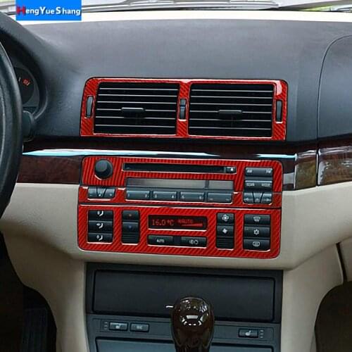 Car Interior Mouldings Carbon Fiber Air Conditioning CD Panel Cover Trim Stickers For BMW E46 M3 1998-2004 Car Accessories