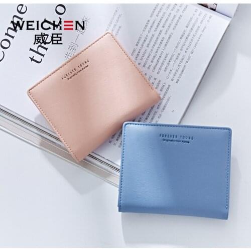 New Women Ms Short Wallet Small Korean Coin Purse Letter Multiple Card Position Cute Wallet PU Zipper Luxury Wallet