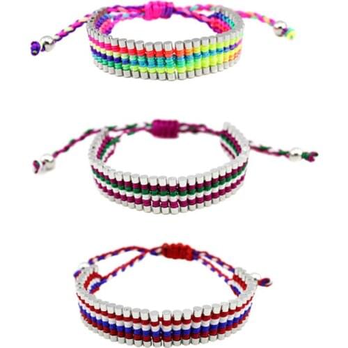 Bohemian Handmade Couple Orange Woven Bracelets for Women Men Gifts Adjustable Hippie Friendship Bracelets Fashion Jewelry