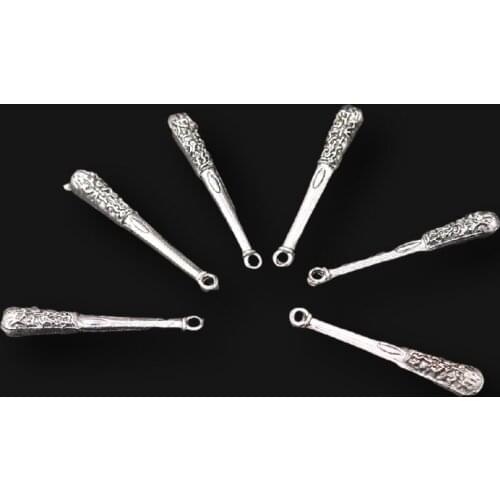 10pcs Silver Plated 3D Viking Pirate Mace Pendants Earrings Keychain Accessories DIY Charms Jewelry Crafts Making 36*6mm A1761