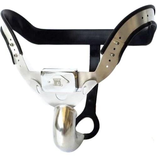 Adjustable Arc Waist Belt Stainless Steel Male Chastity Lock Pants Cock Cage Silicone Metal Chastity Device Cbt BDSM Bondage