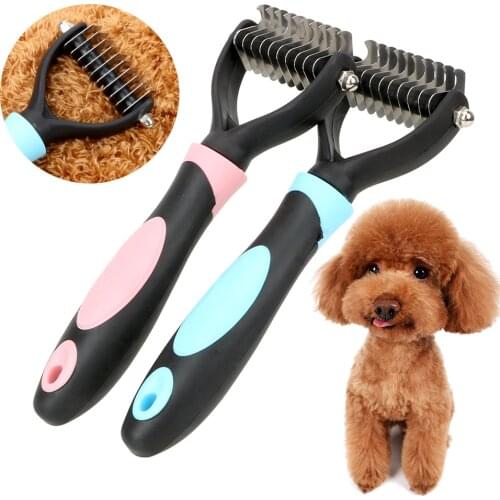Hair Removal Comb for Dogs Cat Detangler Fur Trimming Dematting Deshedding Brush Grooming Tool One/Double Side Comb Pet Grooming