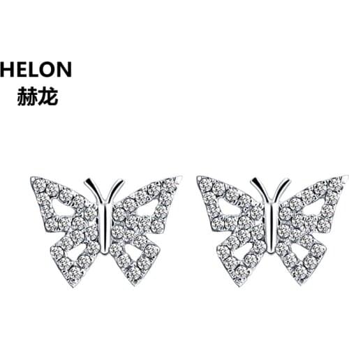 0.24ct SI/H Natural Diamonds Stud Earrings for Women Solid 14k White Gold Trendy Fine Jewelry Brilliant Unique Butterfly
