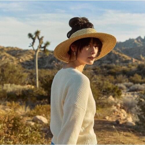 New Vintage French Empty Sun Hat For Women Summer Sunscreen Handmade Wide Brim Sun Hat Beach Travel Straw Hat Chapeu Feminino