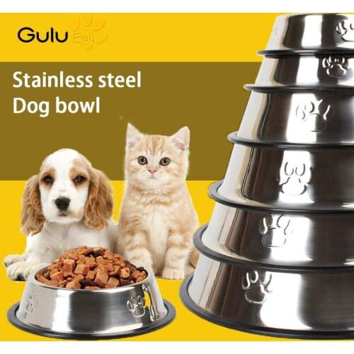 Stainless Steel Dog Cat Bowl Travel Footprint Feeding Feeder Water Non-Slip Bowl For Pet Dog Cats Puppy Food Dish Tableware