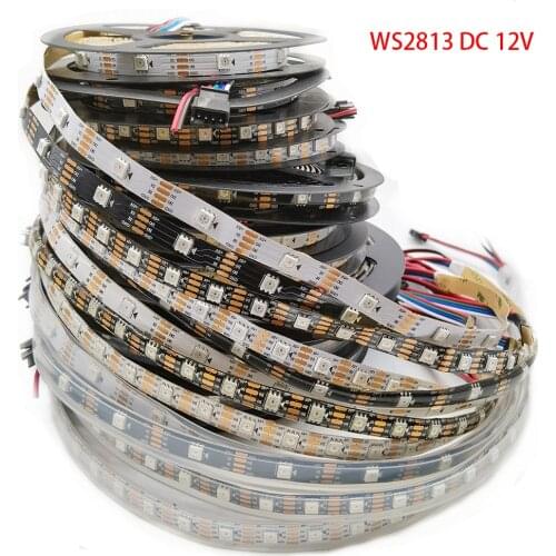 WS2813 Led Strip Light Dual Signal Individually Addressable 1m 4m 5m 30 60 100 144 LEDs WS2812B Updated Black White PCB DC5V