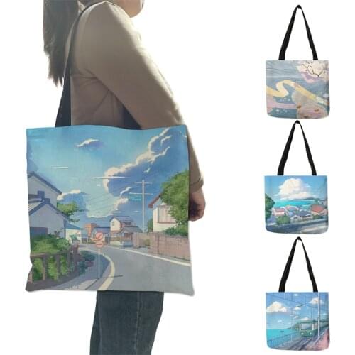 Warm Japanese Style Shopping Bag Graphic Tote Reusable Shopping Bag Women Tote Bags Eco Bag Shopper Shoulder Bags