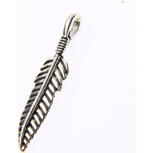 Tibetan silver plated feather design charms 24pcs EF3545