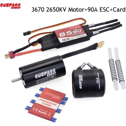Waterproof 3670 2650KV Motor With Water Cooling Jacket & 90A Brushless ESC & Programming Card For RC Boat Accessories
