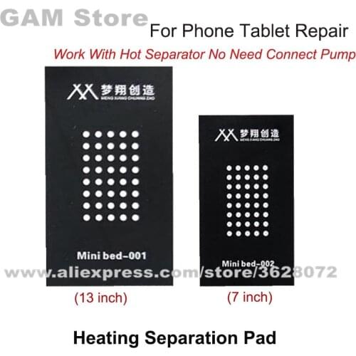 Suction Heating Separate Rubber Mat 7" 14 inch LCD Screen Glass Separating Glue Clean Hole Pad ID Repair No Need Connect Pump