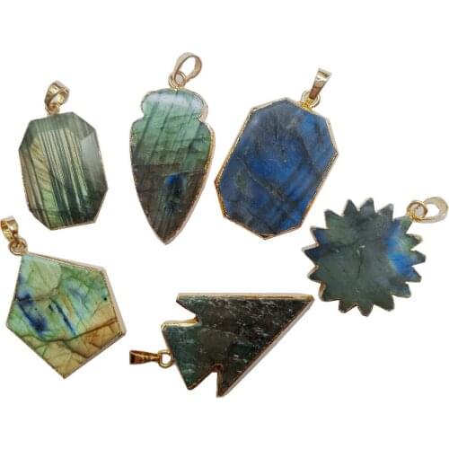 High Quality 100% Natural Labradorite Gem Stone Pendant Bead,Double Polished Shinne Labradorite Pendant Can Mixed. 1piece