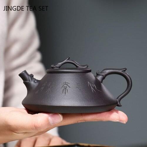 Yixing Handmade Tea Pot Chinese Purple Clay Teapot Beauty Kettle Raw Ore Black Mud Teaware Tie Guanyin Tea Ceremony Gifts 170ml