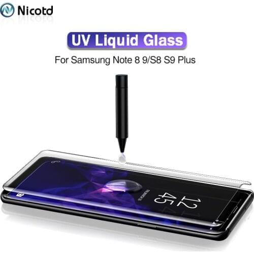 Nicotd UV Tempered Glass For Samsung Note 9 8 S9 S8 S10 5D Full Liquid Glue Screen Protector For Samsung Galaxy Note 8 S8 S9Plus