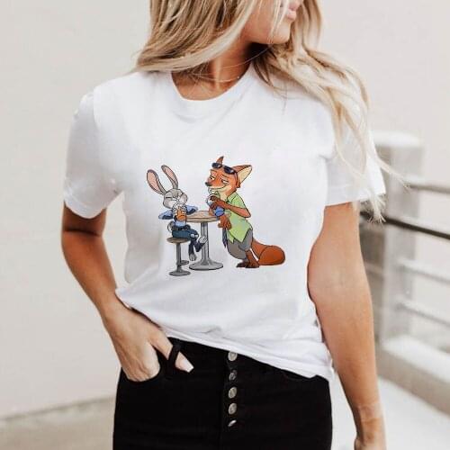 Zootopia Print Women T Shirt Summer Short Sleeve Casual O-neck Tshirts Cartoon Disney 3D Flim Print Harajuku T-shirts Tee Tops