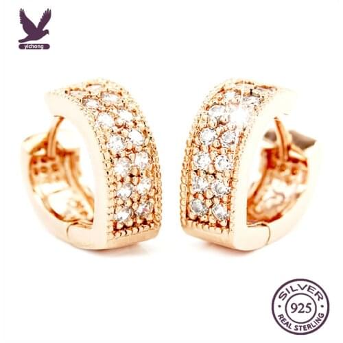 Womens Fashion Love Heart Hoop Earrings Silver Crystal Circle Full Cubic Zirconia Female Rose Gold Ear Jewelry Náušnice