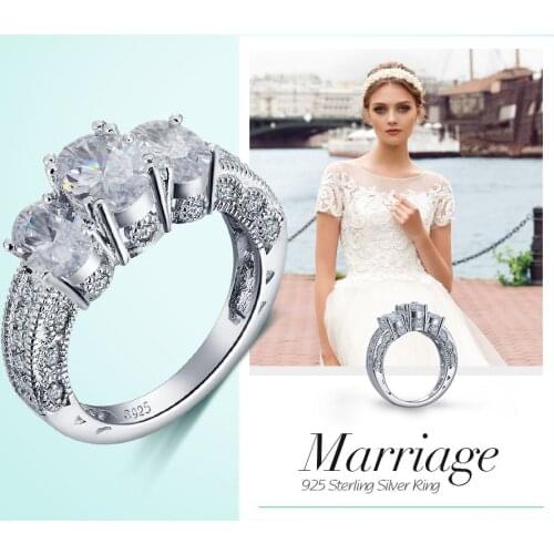 Full Pave AAA Cubic Zirconia Analog Stone Woman Wedding Engagement Ring Size 6-8