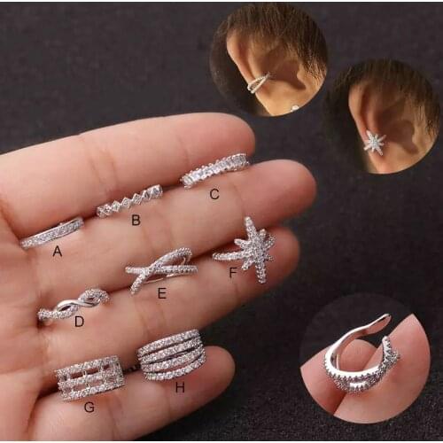 1pc Gift Hot Helix Cartilage Conch Fake Piercing Jewelry Adjustable Cz Ear Cuff No Piercing Conch Cuff Clip Earring