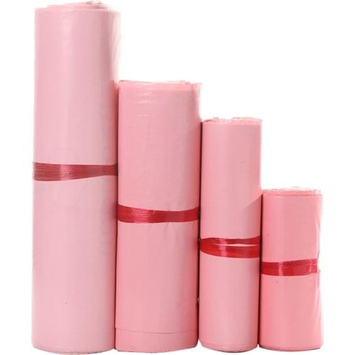 100Pcs Pink Translucent Courier Bag Thicken Storage Bag Waterproof Packaging Bags Poly Envelope Mailer Postal Mailing Bag 9 Size