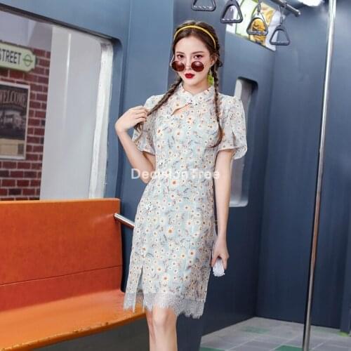 2021 chinese traditional dress cheongsam chinese dress women casualparty qipao streetwear vestidos asian clothes kawaii dress