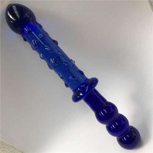 230*33mm 256g Blue Glass Anal Dildo Butt Plug Anal Beads Erotic Sex Toy for Women Adult Products for Couples Crystal Fake Penis