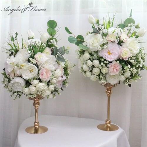 40CM Flower Bouquet Artificial Flower Ball Table Flower Centerpiece Party Event Wedding Backdrop Decor Ball and Vase Candlestick