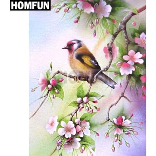 HOMFUN Full Square/Round Drill 5D DIY Diamond Painting "spring birds" 3D Embroidery Cross Stitch 5D Decor Gift A00367