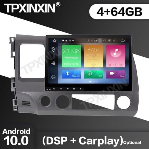 64G Car Radio 2 Din Stereo Receiver Android10 For Honda CIVIC 2006 2007 2008 2009 2010 2011 Multimedia Player Recorder Head Unit