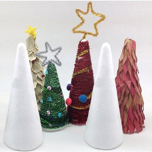 Behogar 5pcs 5.91 inch DIY Modeling Foam Cones Xmas Tree Decor Props Craft Molds for Christmas Handmade Project Supplies
