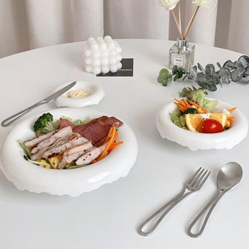 White Ceramic Bowl Deep Plate Dessert Plate Salad Bowl Western Soup Bowl Fruit Plate Pasta Plate