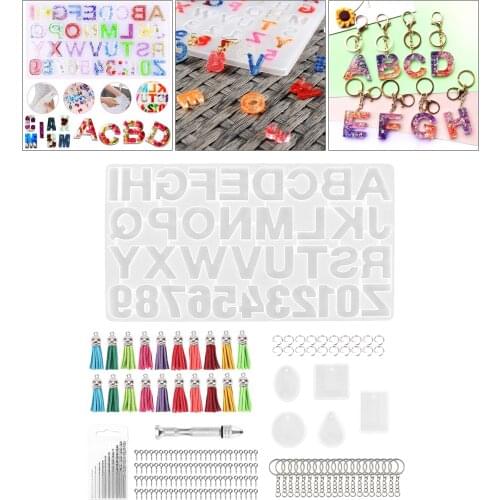 Letter Silicone Mould Keychain Casting Molds Set with Key Rings DIY Crafts