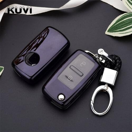 Soft TPU Car key case cover For Vw Jetta Golf Passat Beetle Polo Bora 2 / 3 button flip key protect Accessories keychain