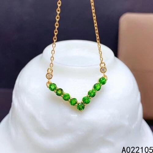 KJJEAXCMY fine jewelry 925 sterling silver inlaid Natural Diopside Womens fashion luxury gem pendant necklace support detection