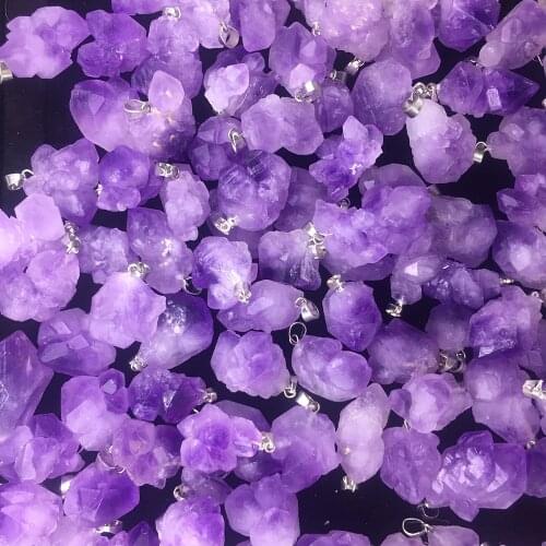 Fashion Pendants 22-35mm Natural Amethyst Pendant Amethyst Crystal Cluster Amethyst Lavender Violet Crystal Pendant Accessories
