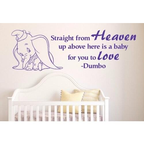 Wall Stickers for Baby Room kids room decor Removable Vinyl Wallpaper DUMBO THE ELEPHANT Straight From Heaven wall decals
