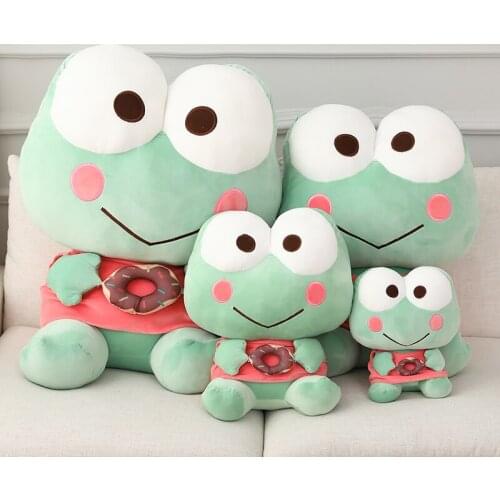 35-60CM Nice Cute Frog with Donuts Plush Pillow Stuffed Dolls Kids Toys Kawaii Big Eyes Frog Cushion For Children Birthday Gift